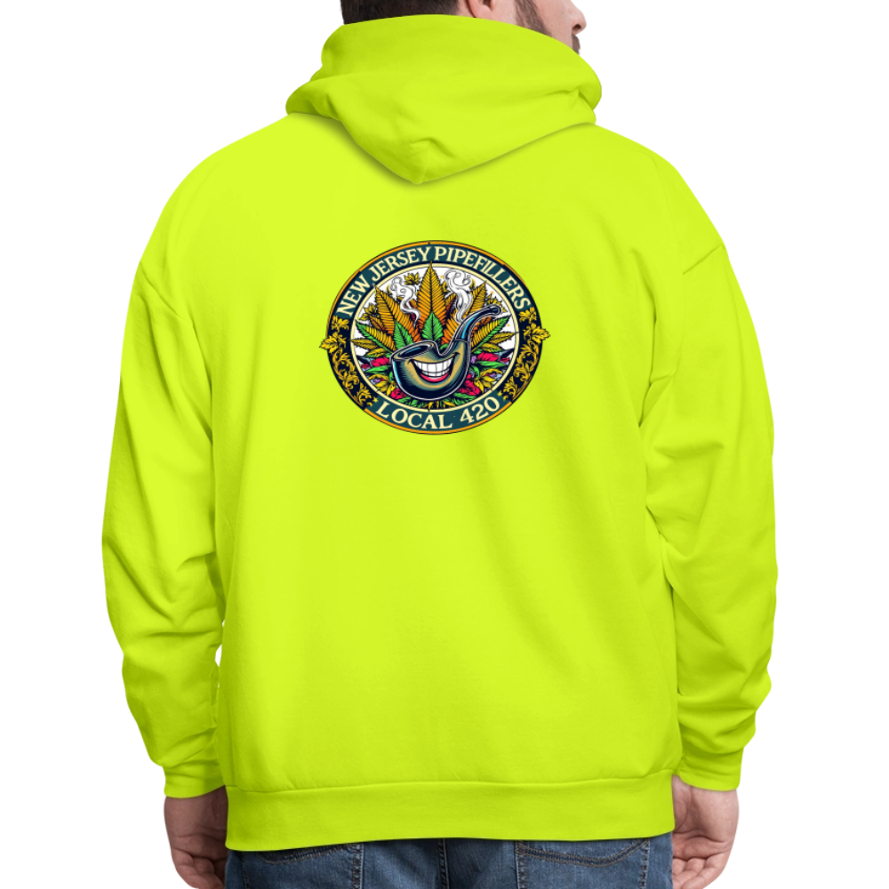 NEW JERSEY PIPEFILLERS LOCAL 420 F/B DESIGN Men's Hoodie - safety green