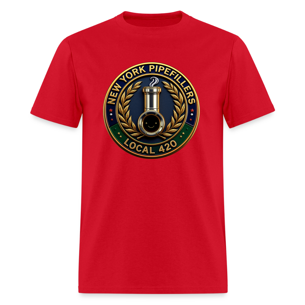 NEW YORK PIPEFILLERS LOCAL 420 F/B DESIGNS Men's T-Shirt - red