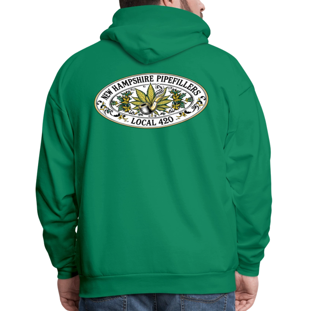 NEW HAMPSHIRE PIPEFILLERS LOCAL 420 2 EMBLEM Men's Hoodie - kelly green