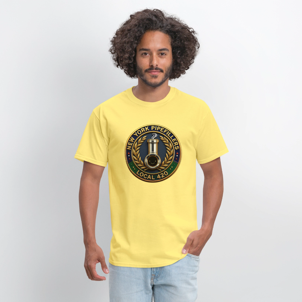 NEW YORK PIPEFILLERS LOCAL 420 Men's T-Shirt - cornsilk