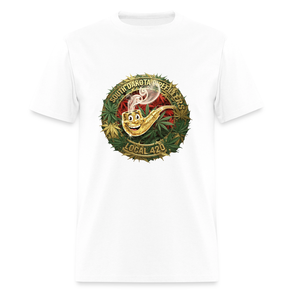 SOUTH DAKOTA PIPEFILLERS LOCAL 420  F/B DESIGN Men's T-Shirt - white