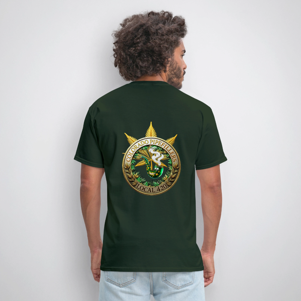 COLORADO PIPEFILLERS LOCAL 420 F/B EMBLEMS Men's T-Shirt - forest green