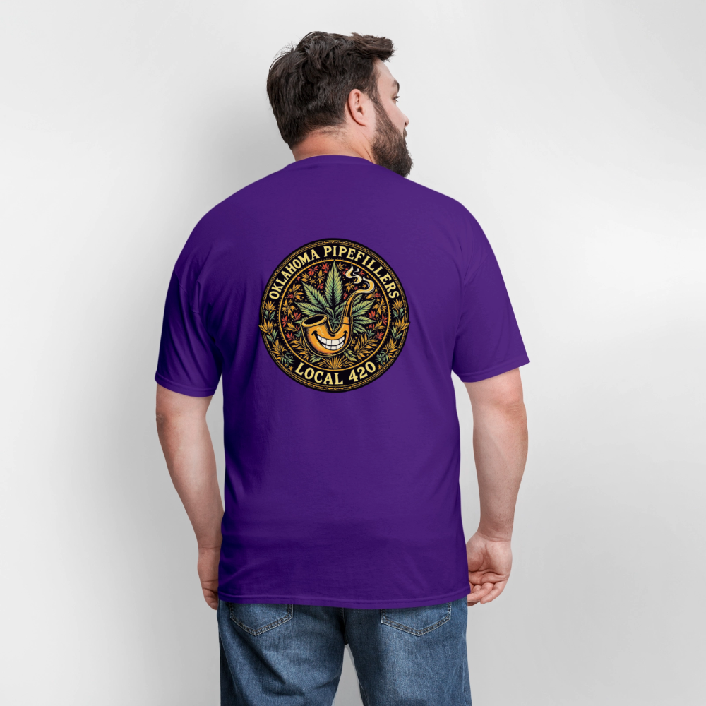 OKLAHOMA PIPEFILLERS LOCAL 420  F/B DESIGNS Men's T-Shirt - purple