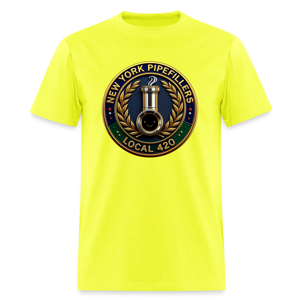 NEW YORK PIPEFILLERS LOCAL 420 F/B DESIGNS Men's T-Shirt - safety green