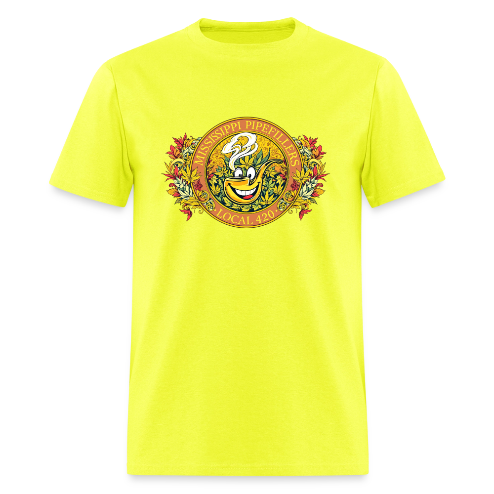 MISSISSIPPI PIPEFILLERS LOCAL 420 F/B DESIGNS Men's T-Shirt - safety green