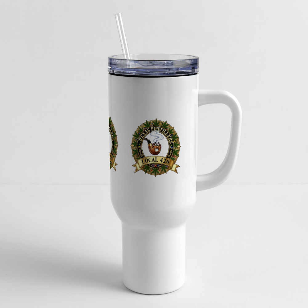 TEXAS PIPEFILLERS LOCAL 420 40oz Stainless Steel Travel Tumbler - white