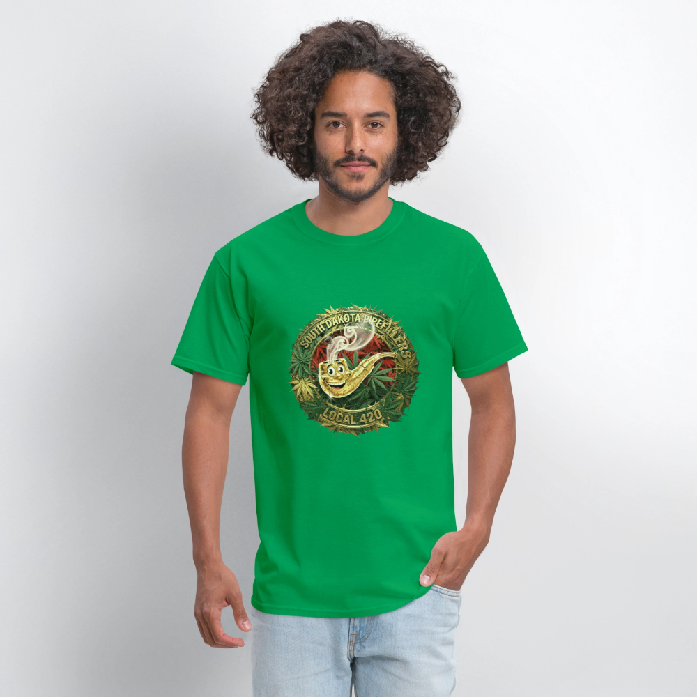 SOUTH DAKOTA PIPEFILLERS LOCAL 420 Men's T-Shirt - bright green