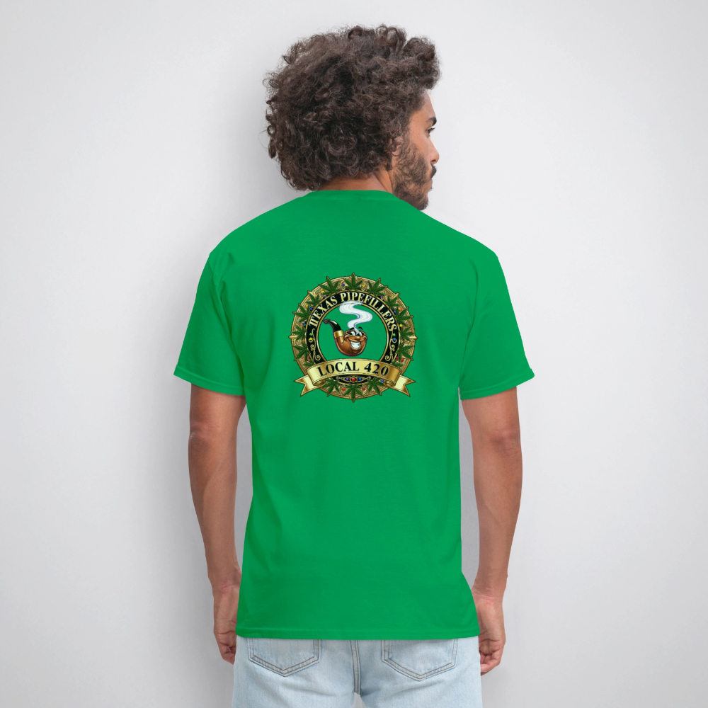 TEXAS PIPEFILLERS LOCAL 420 F/B DESIGN Men's T-Shirt - bright green