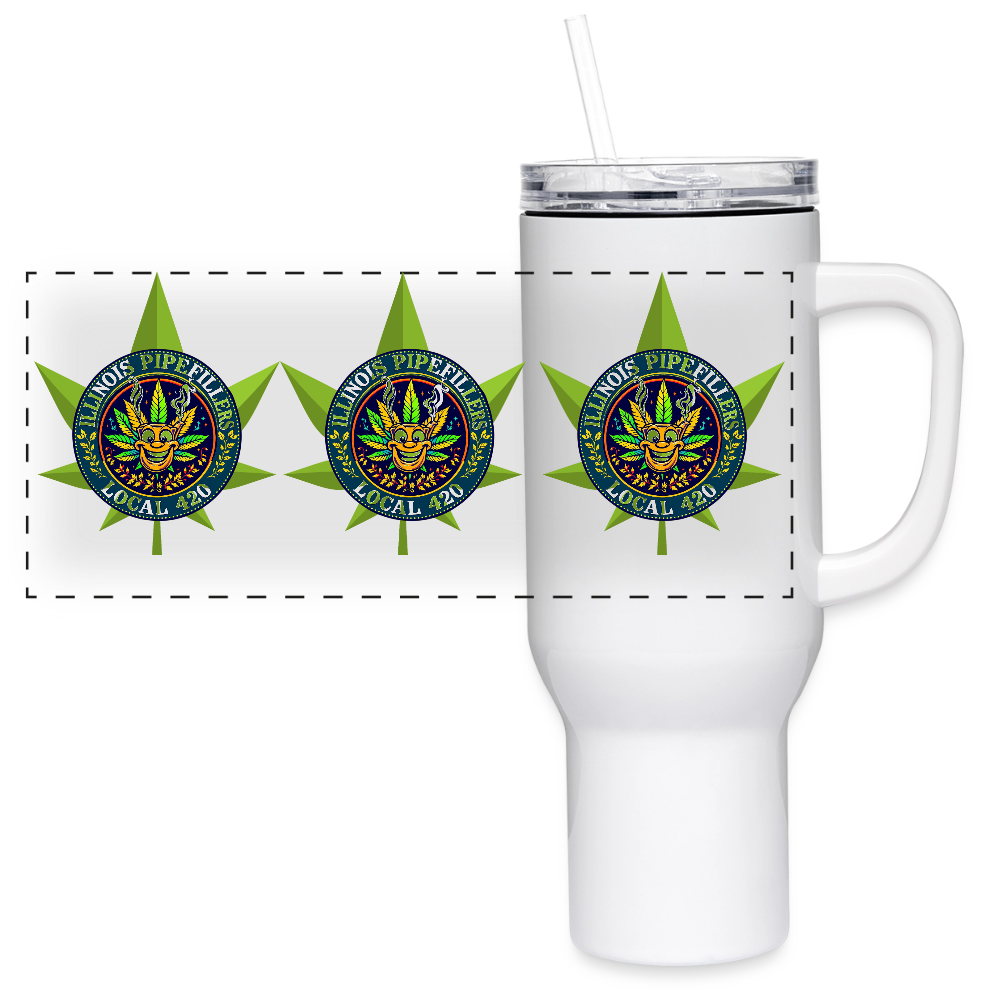 ILLINOIS PIPEFILLERS LOCAL 420 40oz Stainless Steel Travel Tumbler - white