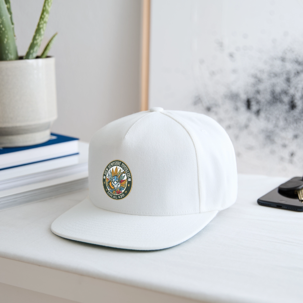 NEW HEMPSHIRE PIPEFILLERS LOCAL 420 Snapback Baseball Cap - white