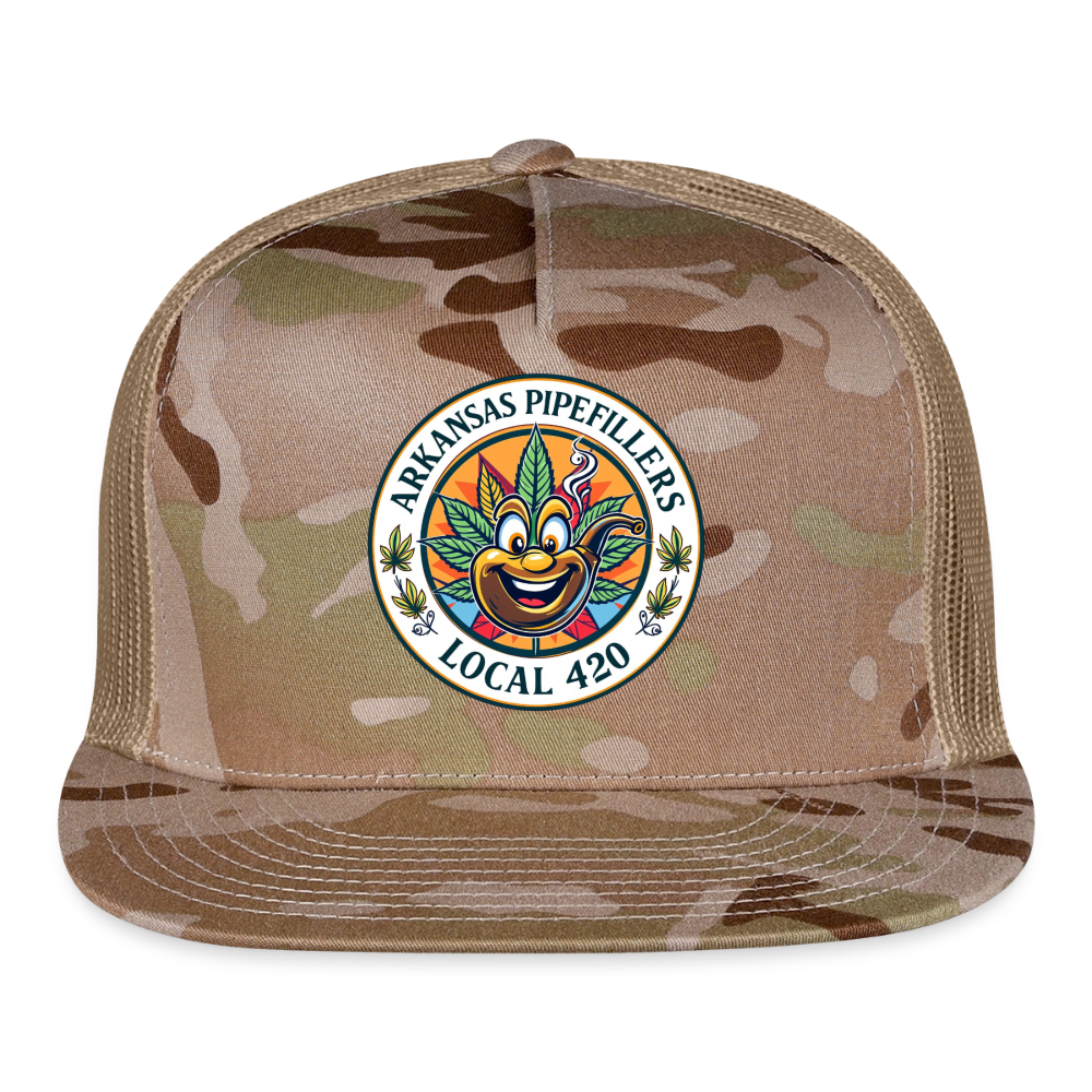 ARKANSAS PIPEFILLERS LOCAL 420 CAMO Trucker Hat - MultiCam\tan