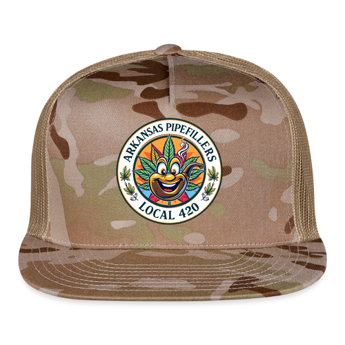ARKANSAS PIPEFILLERS LOCAL 420 CAMO Trucker Hat - MultiCam\tan