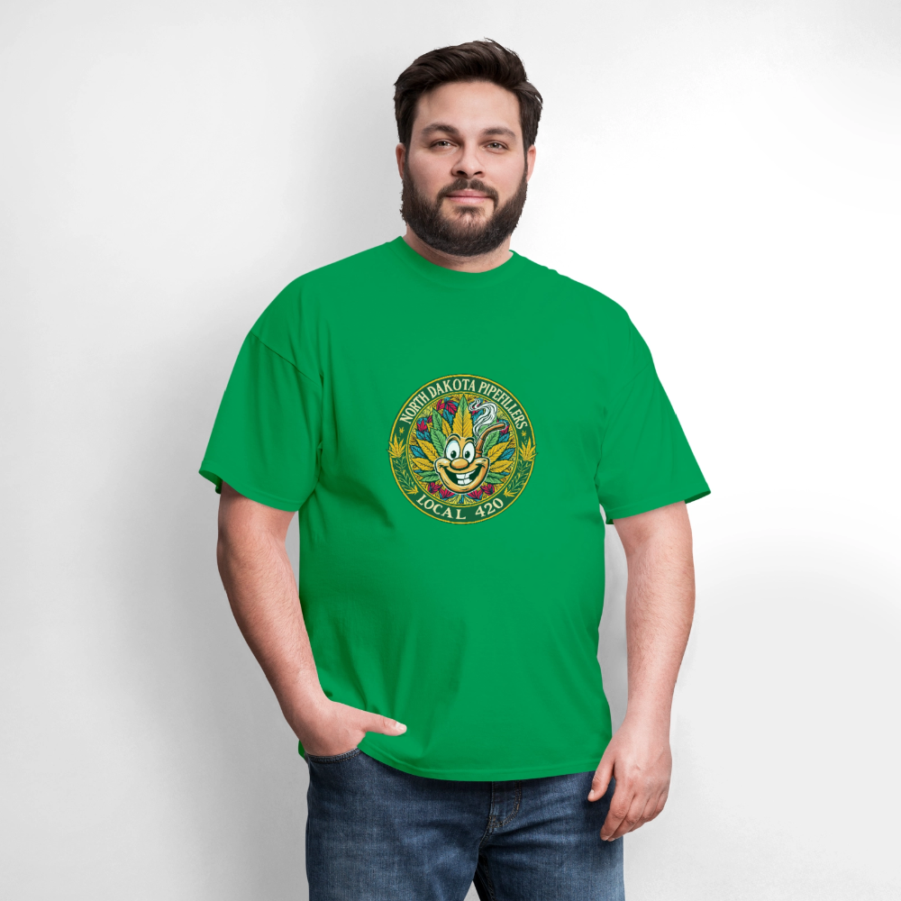 NORTH DAKOTA PIPEFILLERS LOCAL 420 Men's T-Shirt - bright green