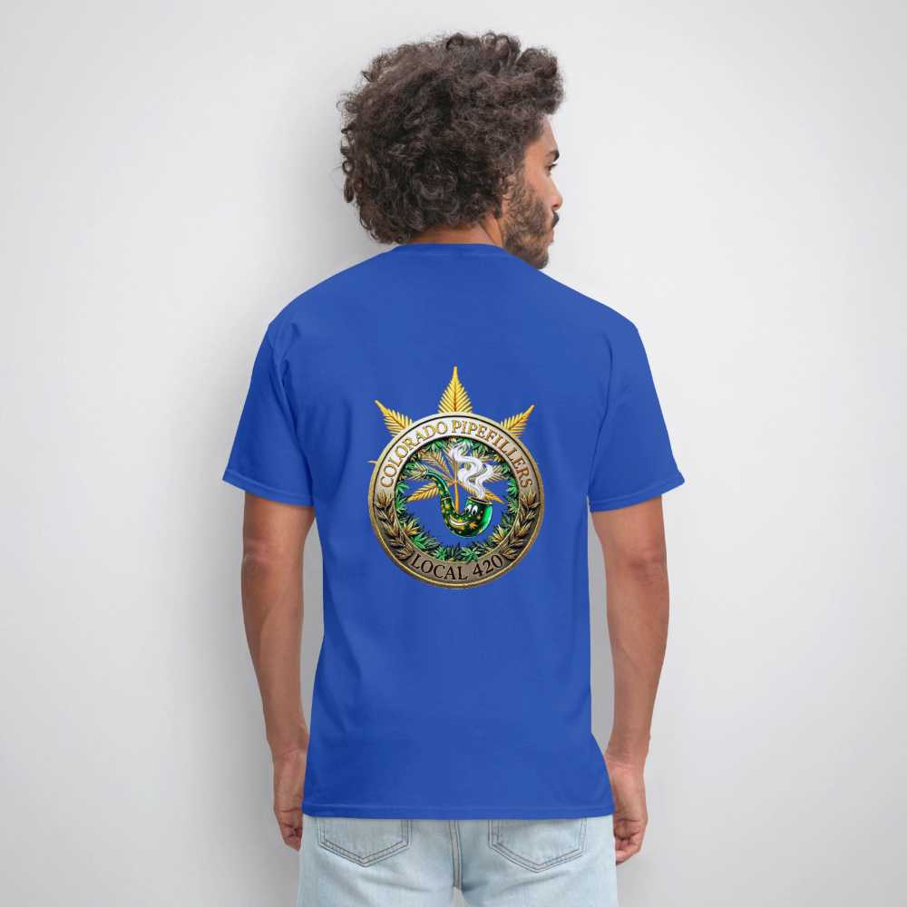 COLORADO PIPEFILLERS LOCAL 420 F/B EMBLEMS Men's T-Shirt - royal blue