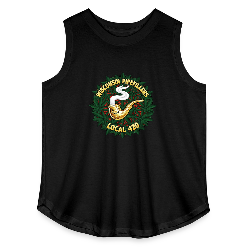 WISCONSIN PIPEFILLERS LOCAL 420 Women's Curvy Relaxed Tank Top - black
