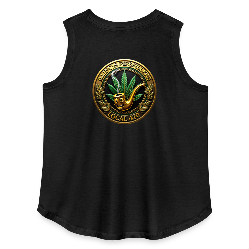 ILLINOIS PIPEFILLERS LOCAL 420 F/B EMBLEMS Women's Curvy Relaxed Tank Top - black