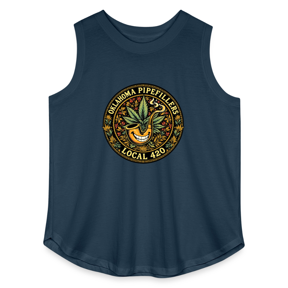 OKLAHOMA PIPEFILLERS LOCAL 420  Women's Curvy Relaxed Tank Top - denim