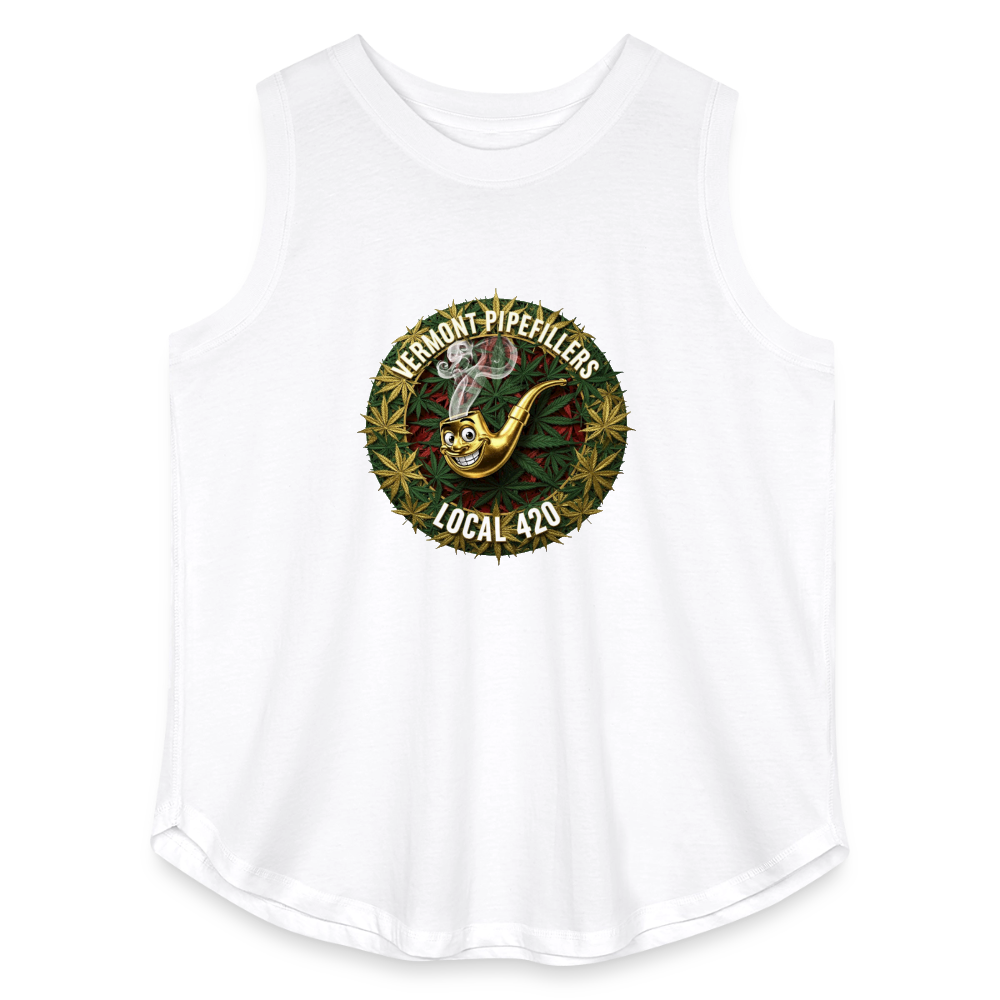 VERMONT PIPEFILLERS LOCAL 420 Women's Curvy Relaxed Tank Top - white