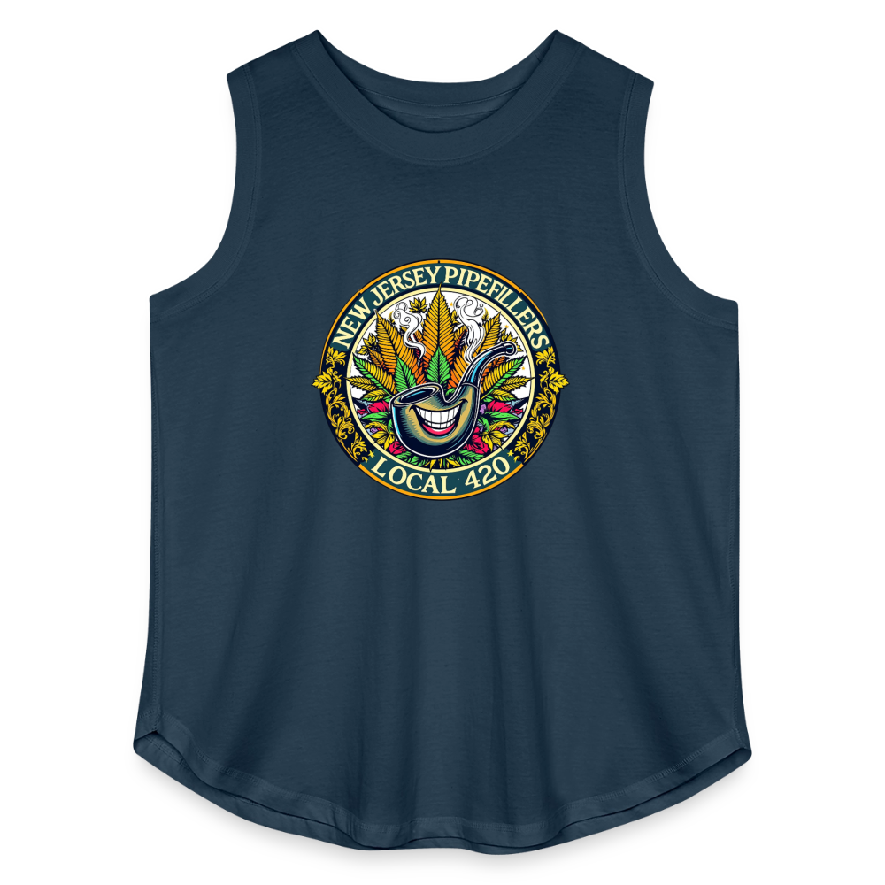 NEW JERSEY PIPEFILLERS LOCAL 420 F/B DESIGN Women's Curvy Relaxed Tank Top - denim