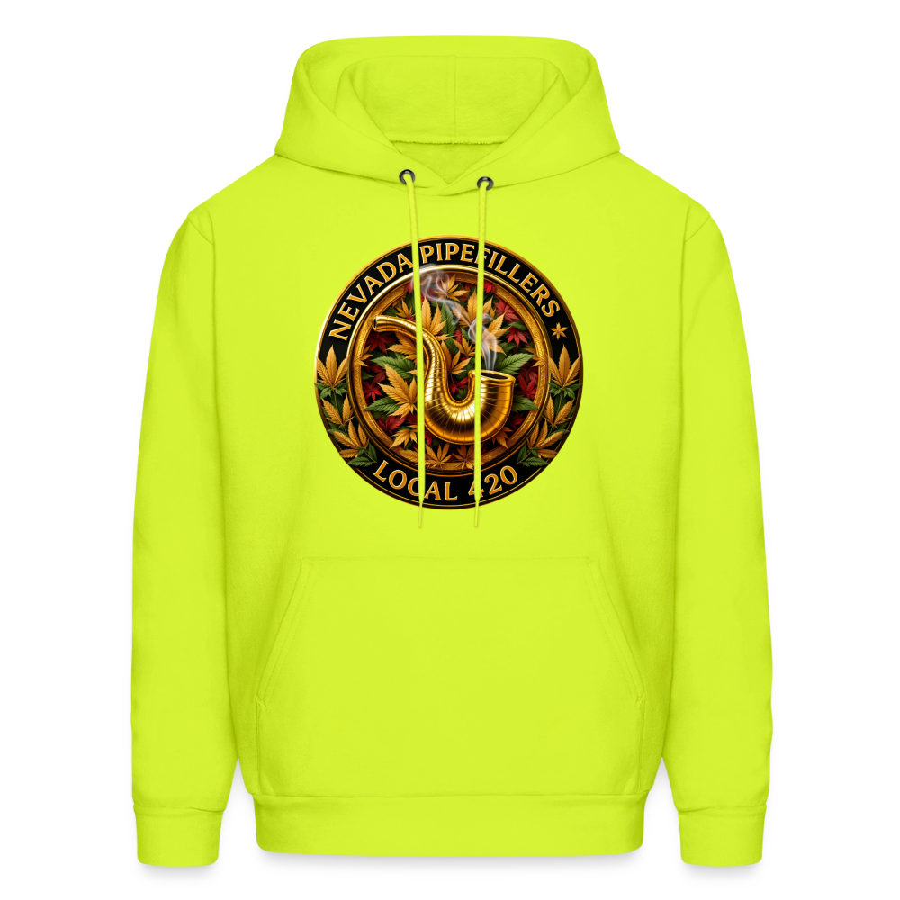 NEVADA PIPEFILLERS LOCAL 420  Men's Hoodie - safety green