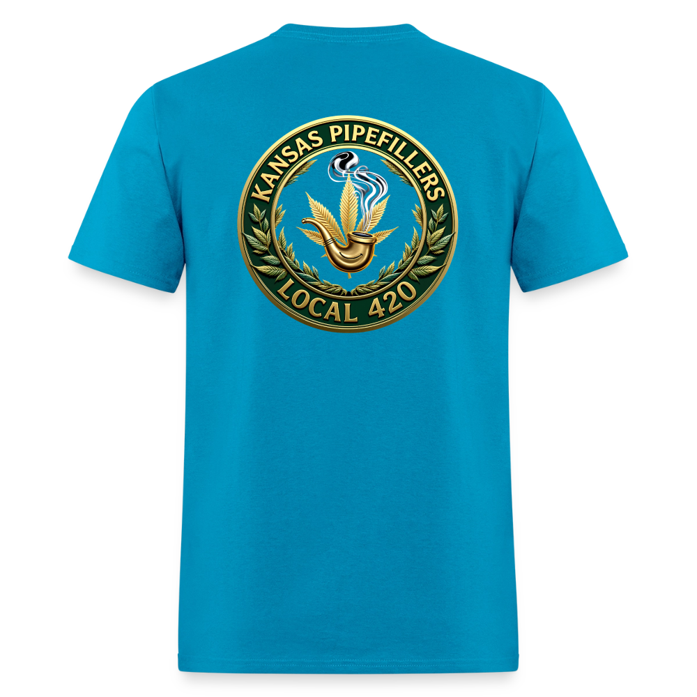 KANSAS PIPEFILLERS LOCAL 420 F/B DESIGNS Men's T-Shirt - turquoise