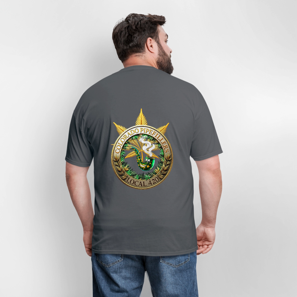 COLORADO PIPEFILLERS LOCAL 420 F/B EMBLEMS Men's T-Shirt - charcoal