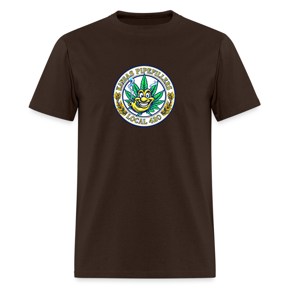 KANSAS PIPEFILLERS LOCAL 420 F/B DESIGNS Men's T-Shirt - brown