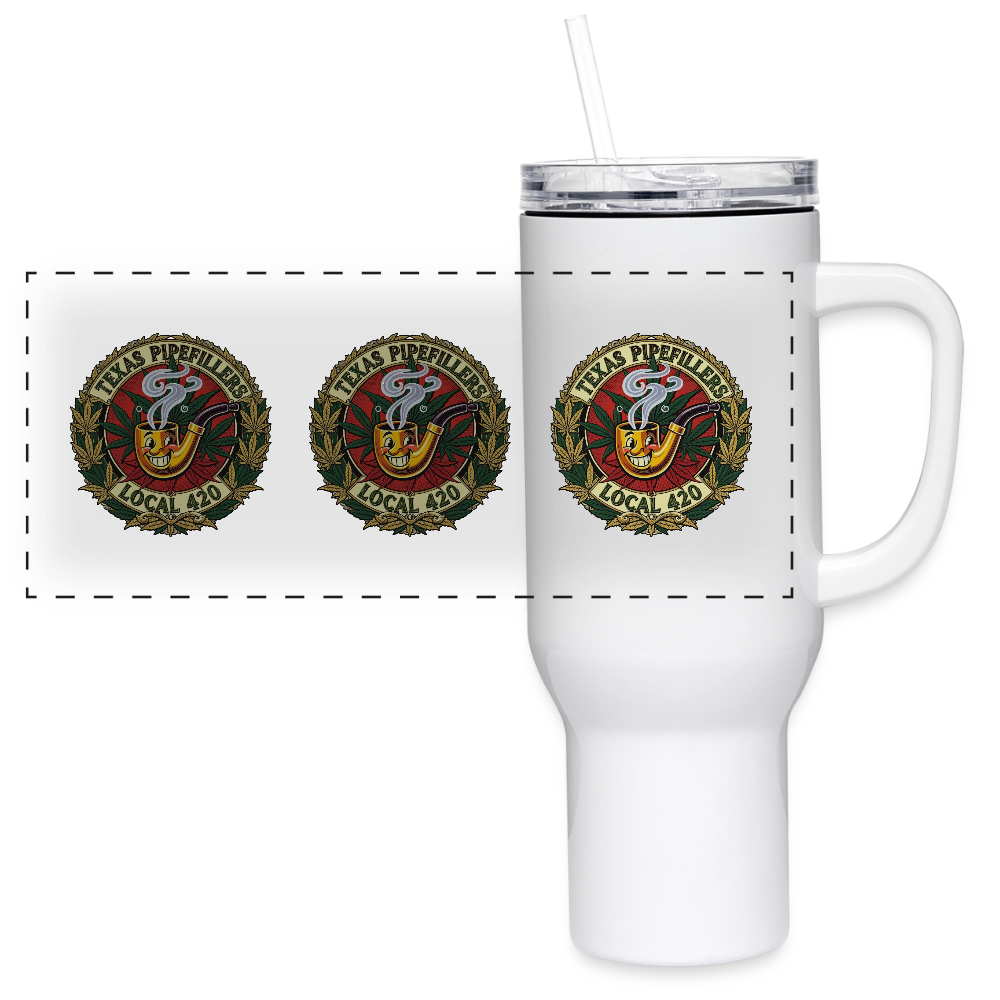 TEXAS PIPEFILLERS LOCAL 420 40oz Stainless Stel Travel Tumbler - white