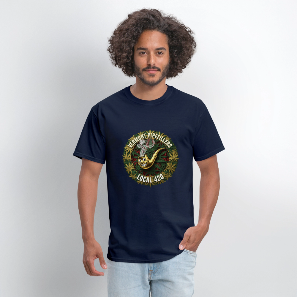 VERMONT PIPEFILLERS LOCAL 420  F/B DESIGN Men's T-Shirt - navy