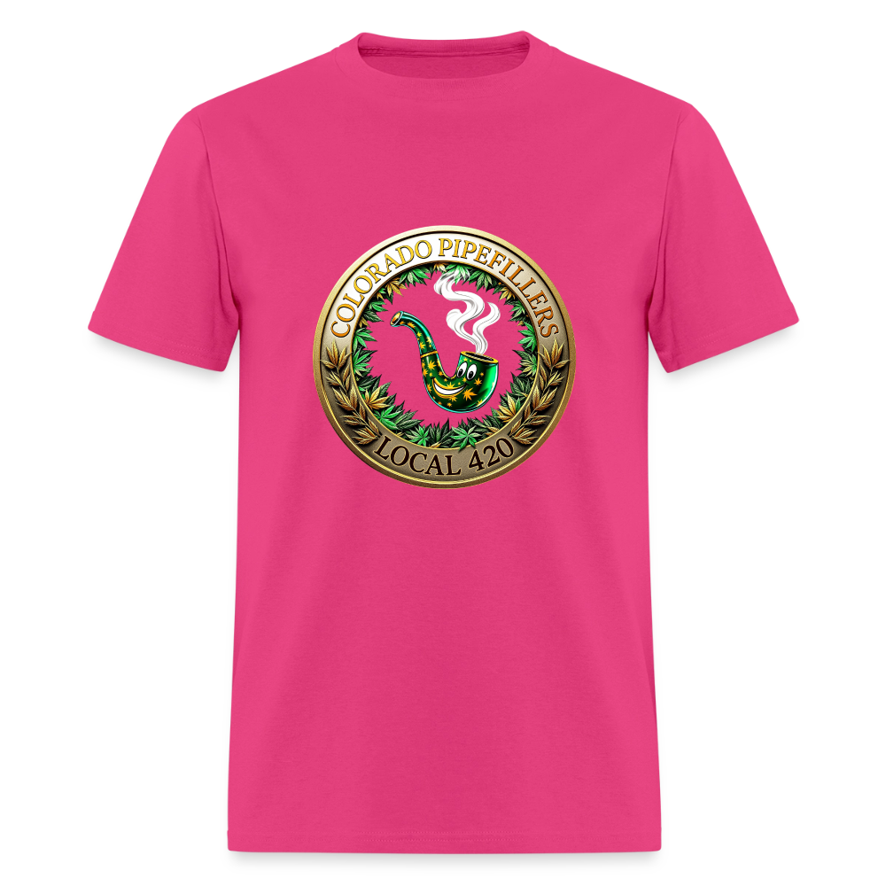 COLORADO PIPEFILLERS LOCAL 420 F/B EMBLEMS Men's T-Shirt - fuchsia