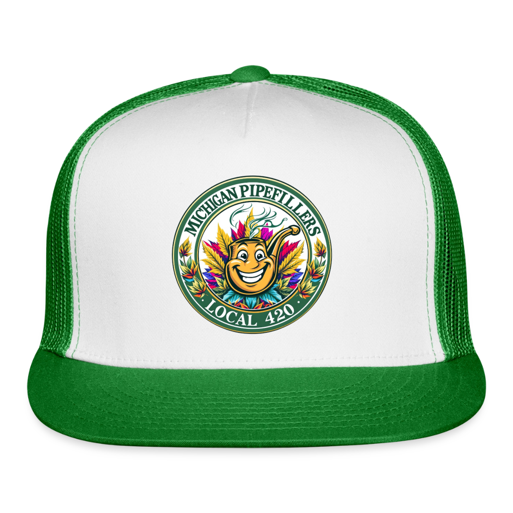 MICHIGAN PIPEFILLERS LOCAL 420 Trucker Hat - white/kelly green