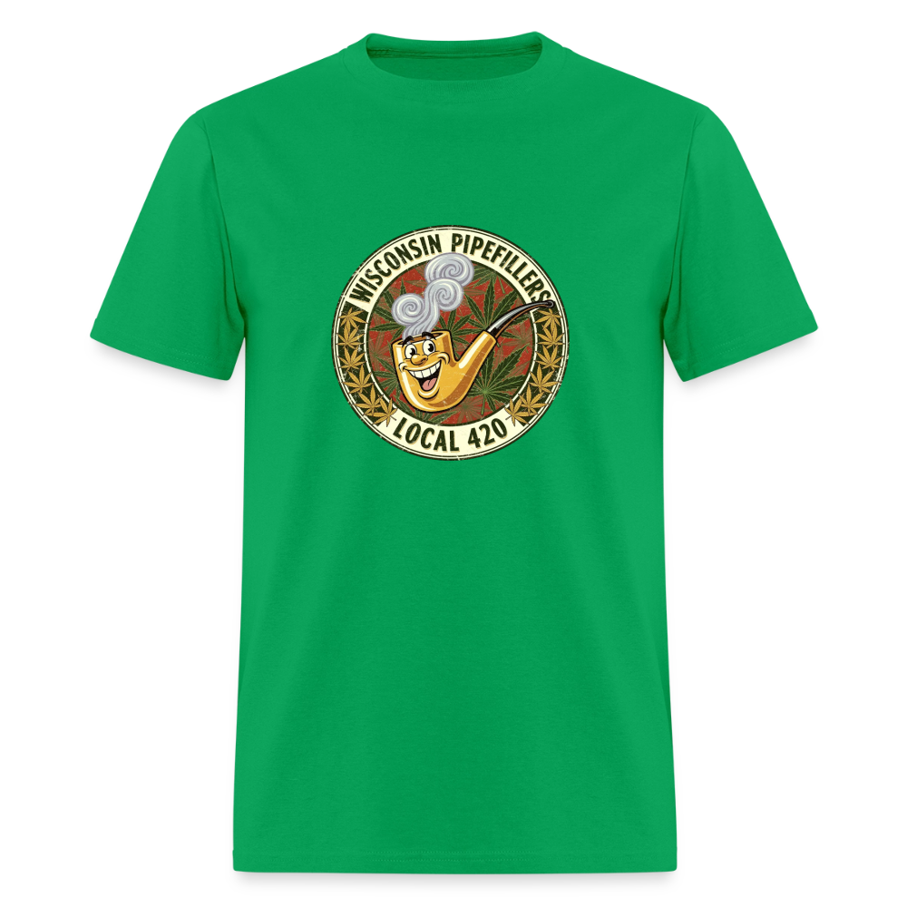WISCONSIN PIPEFILLERS LOCL 420 Men's T-Shirt - bright green