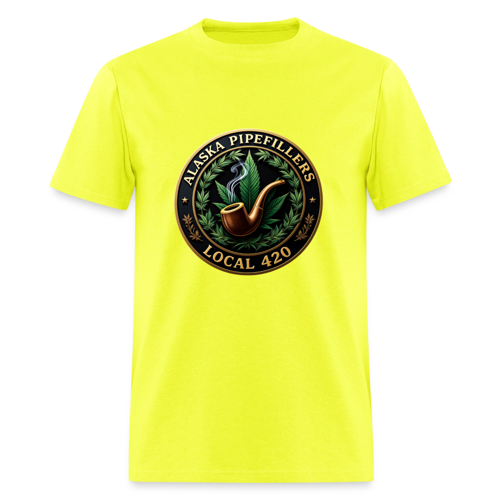 ALASKA PIPEFILLERS LOCAL 420 F/B DESIGN Men's T-Shirt - safety green