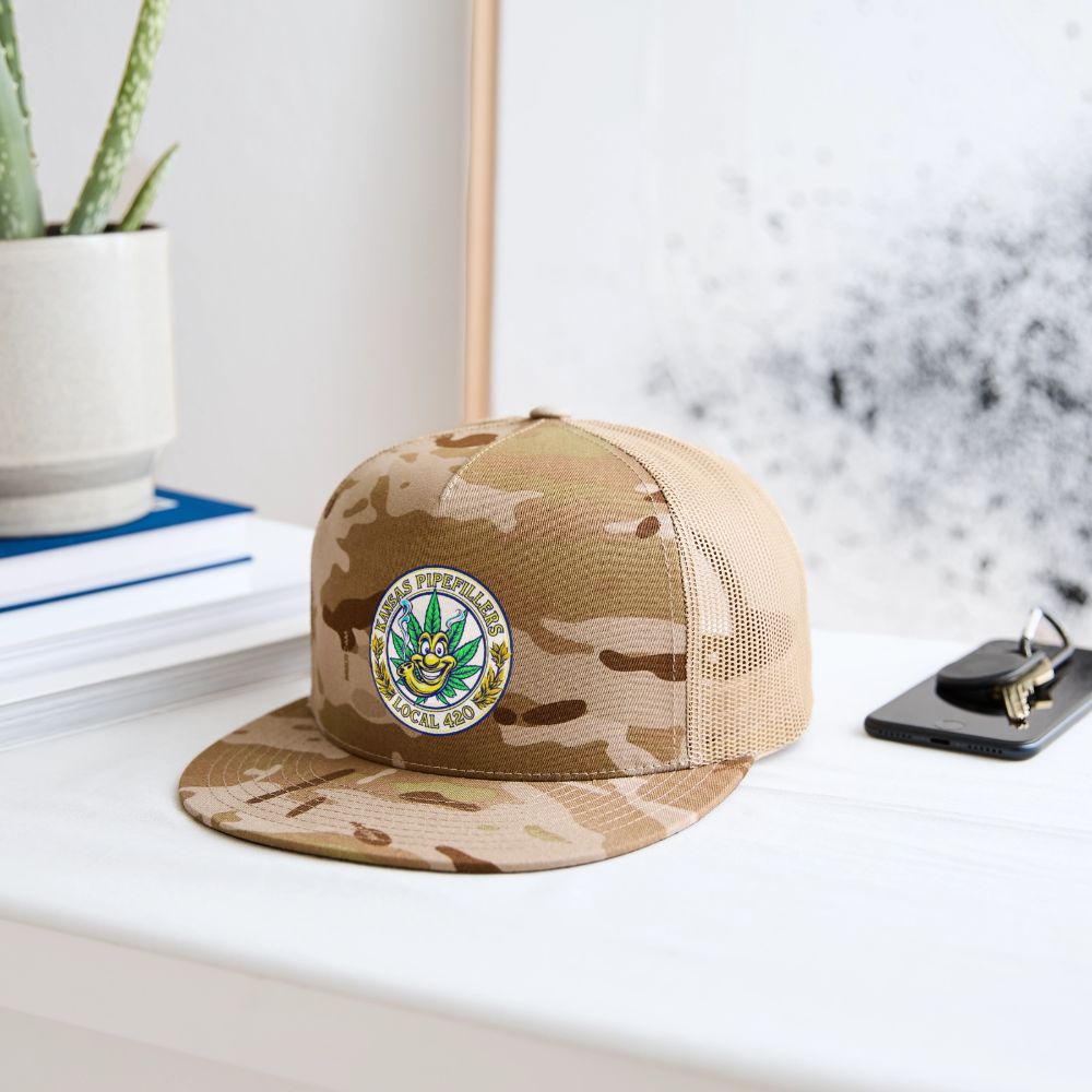 KANSAS PIPEFILLERS LOCAL 420 CAMO Trucker Hat - MultiCam\tan
