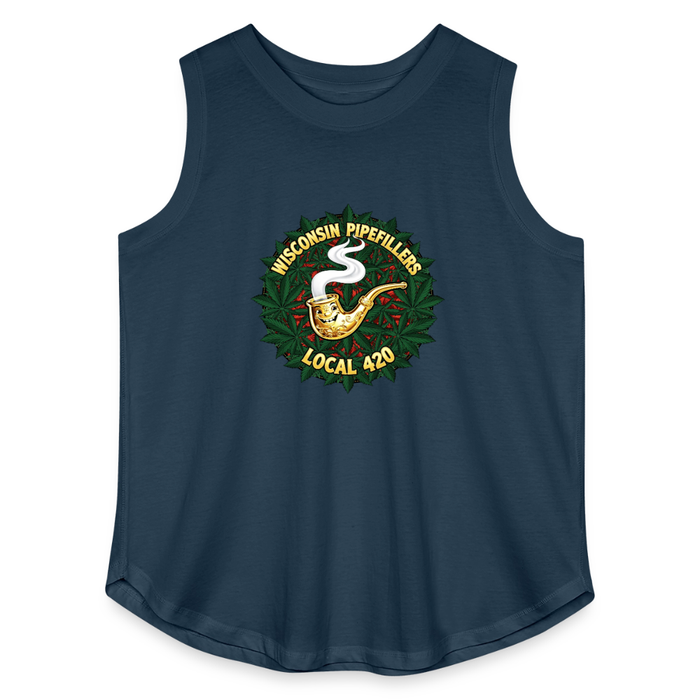 WISCONSIN PIPEFILLERS LOCAL 420 Women's Curvy Relaxed Tank Top - denim