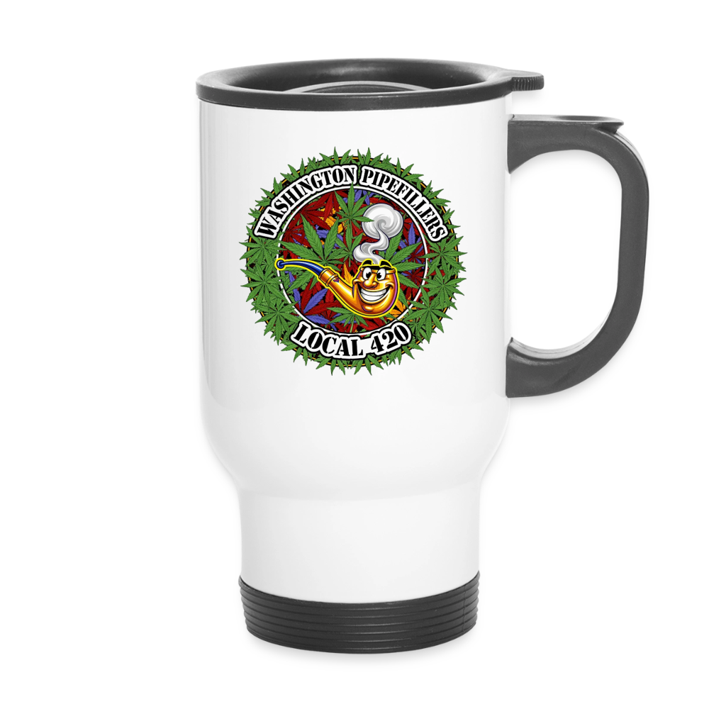 WASHINGTON PIPEFILLERS LOCAL 420 14oz Stainless Steel Travel Mug - white