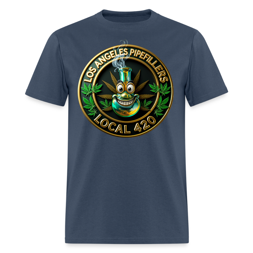 LOS ANGLES PIPEFILLERS LOCAL 420 2 EMBLEM Men's T-Shirt -  blue dusk