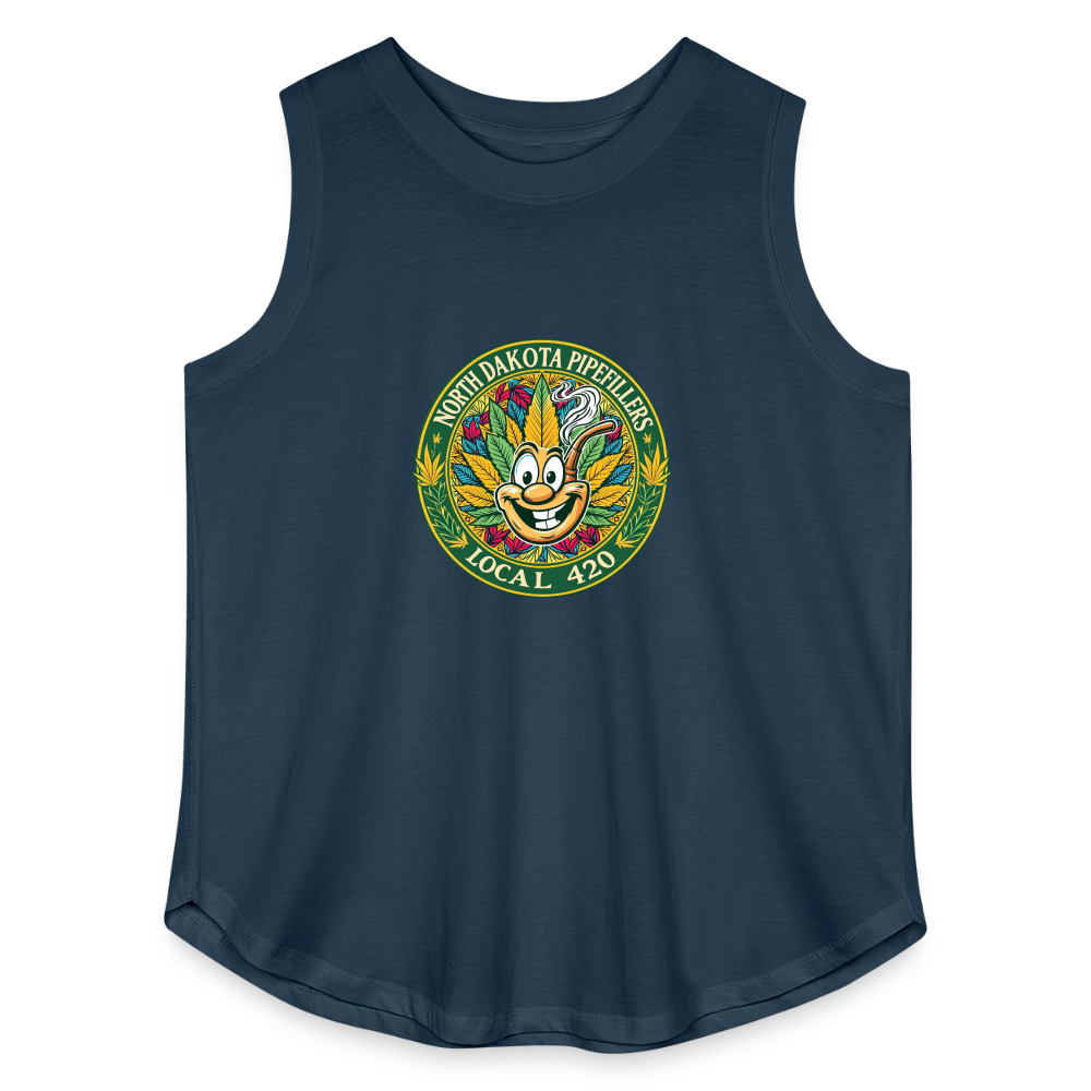 NORTH DAKOTA PIPEFILLERS LOCAL 420 F/B 2 DESIGNS Women's Curvy Relaxed Tank Top - denim