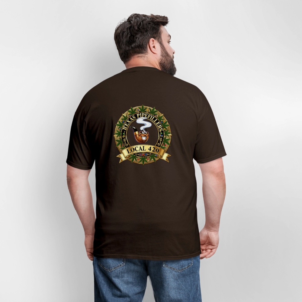 TEXAS PIPEFILLERS LOCAL 420 F/B DESIGN Men's T-Shirt - brown