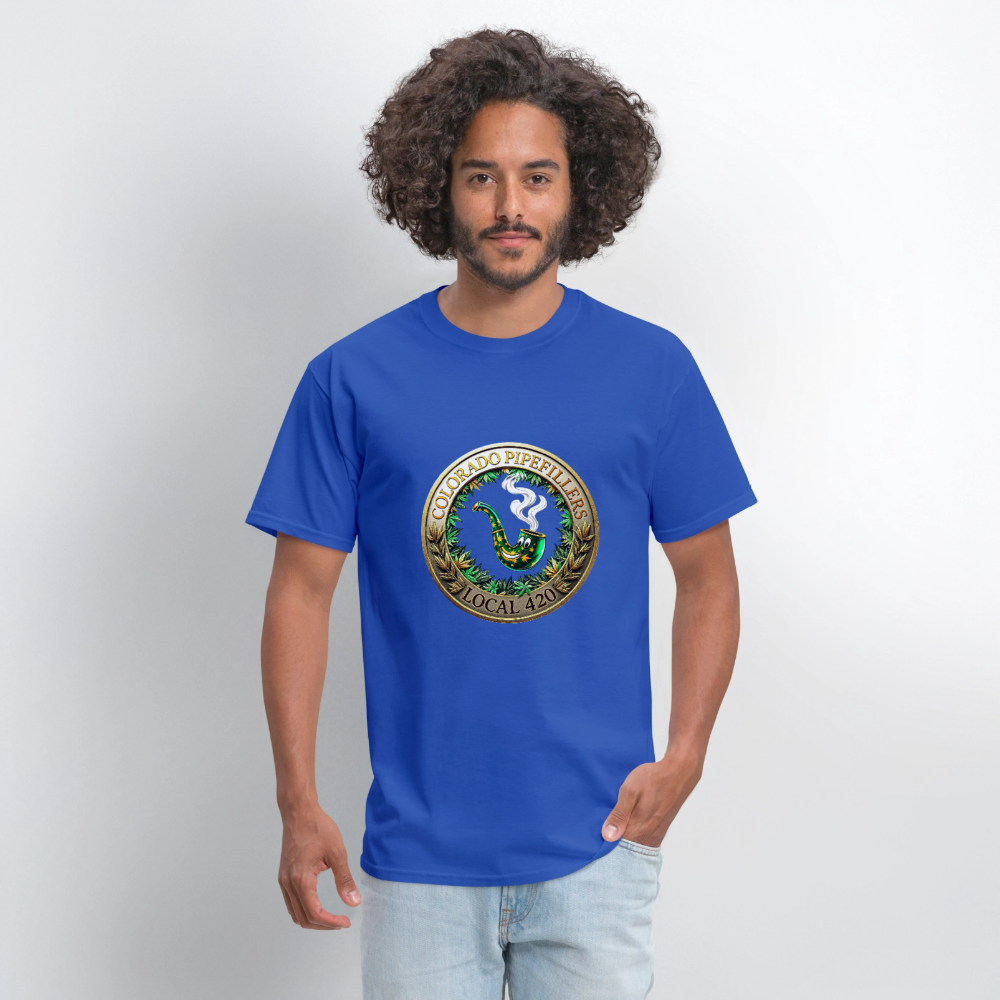 COLORADO PIPEFILLERS LOCAL 420 F/B EMBLEMS Men's T-Shirt - royal blue