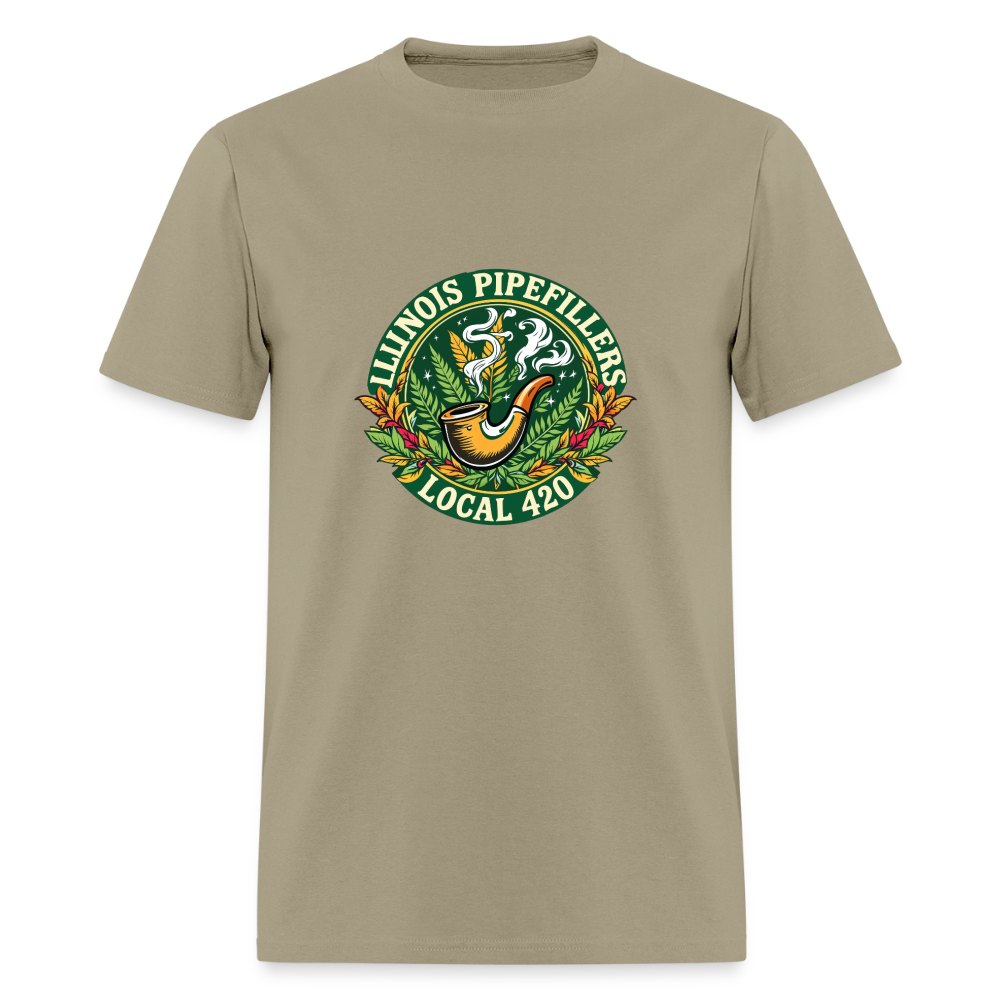 ILLINOIS PIPEFILLERS LOCAL 420 F/B DESIGN Men's T-Shirt - khaki