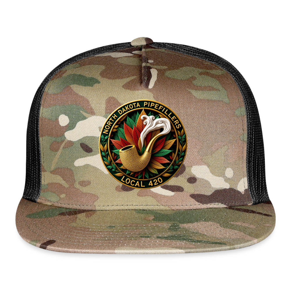 NORTH DAKOTA PIPEFILLERS LOCAL 420 CAMO Trucker Hat - MultiCam\black