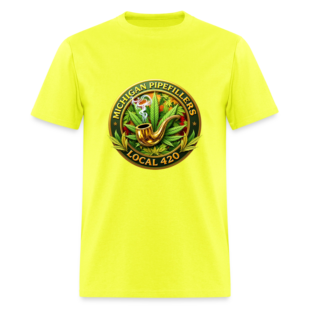 MICHIGAN PIPEFILLERS LOCAL 420 F/B DESIGN Men's T-Shirt - safety green