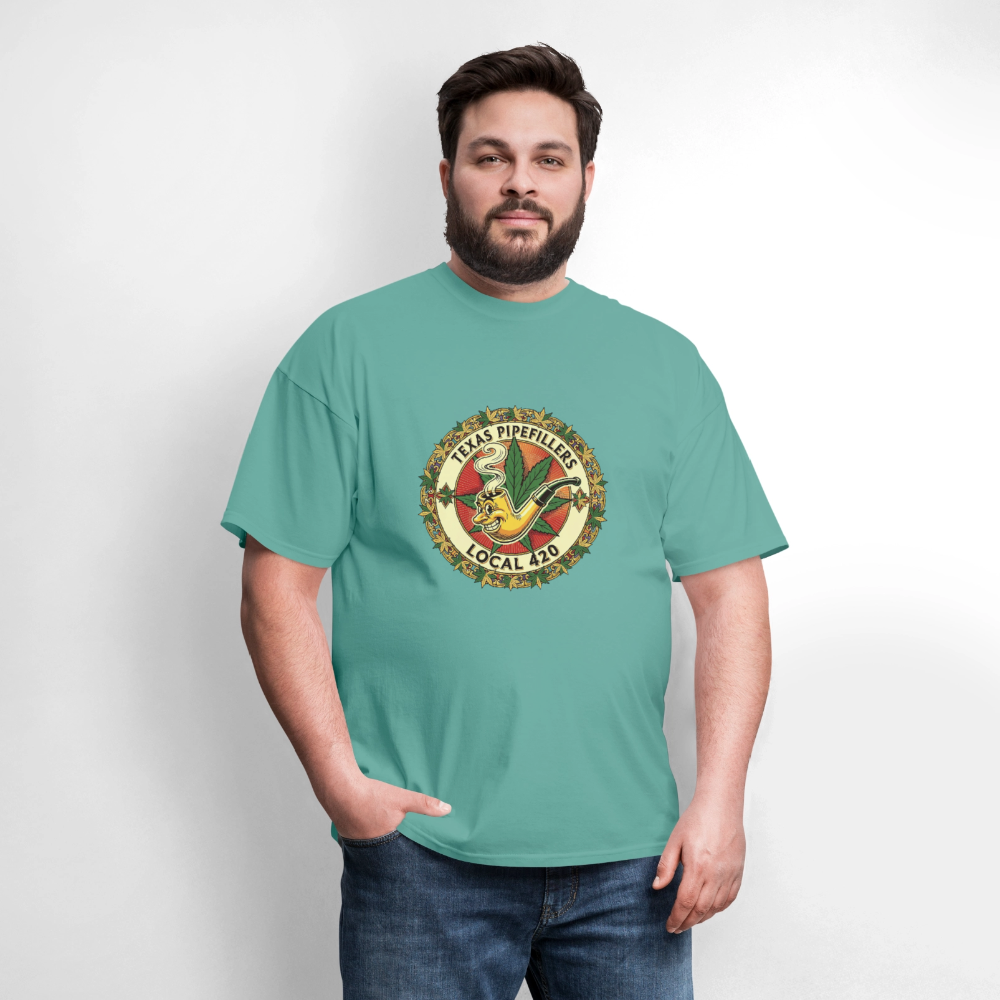 TEXAS PIPEFILLERS LOCAL 420 F/B DESIGN Men's T-Shirt - aquatic