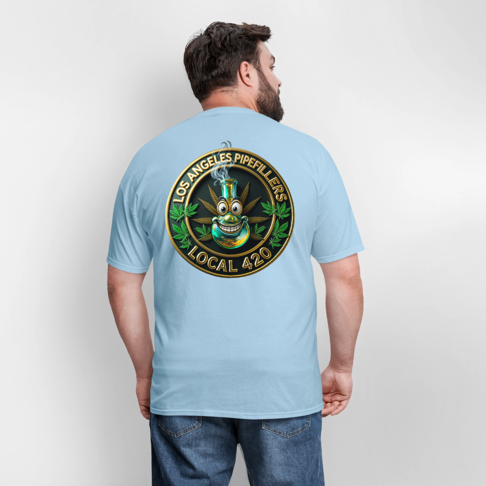 LOS ANGLES PIPEFILLERS LOCAL 420 2 EMBLEM Men's T-Shirt - powder blue