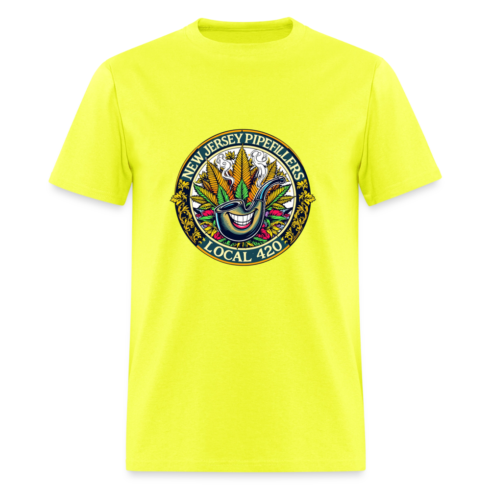 NEW JERSEY PIPEFILLERS LOCAL 420  Men's T-Shirt - safety green