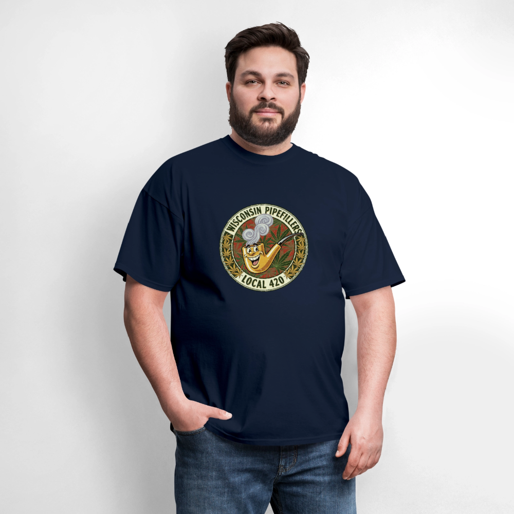WISCONSIN PIPEFILLERS LOCL 420 F/B DESIGN Men's T-Shirt - navy