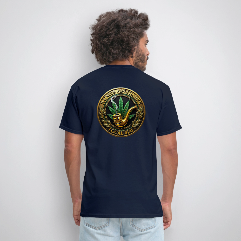 ILLINOIS PIPEFILLERS LOCAL 420 F/B DESIGN Men's T-Shirt - navy