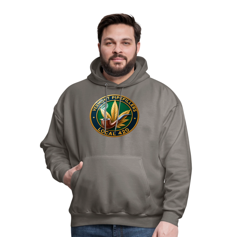 VERMONT PIPEFILLERS LOCAL 420 2 EMBLEM Men's Hoodie - asphalt gray