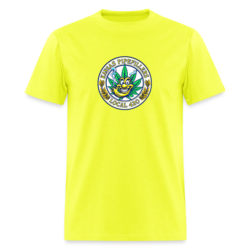 KANSAS PIPEFILLERS LOCAL 420 F/B DESIGNS Men's T-Shirt - safety green
